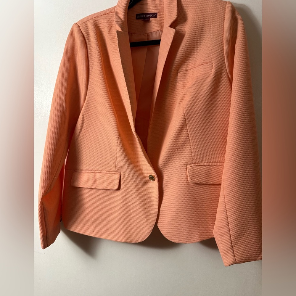 Jessica London Coral Textured One-Button Blazer